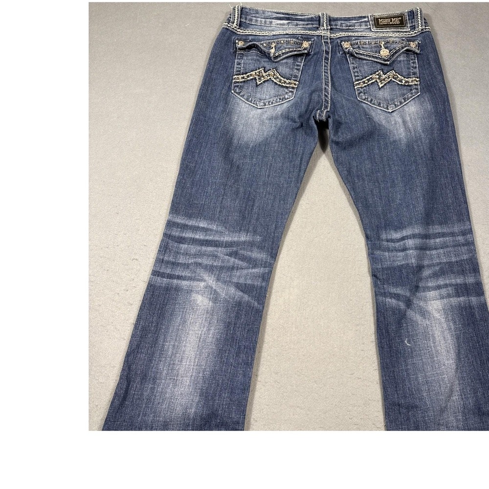 Miss Me jeans womens 33 eASY boot stretch jE1049EX embellished tHICK sTITCH - Picture 3 of 12